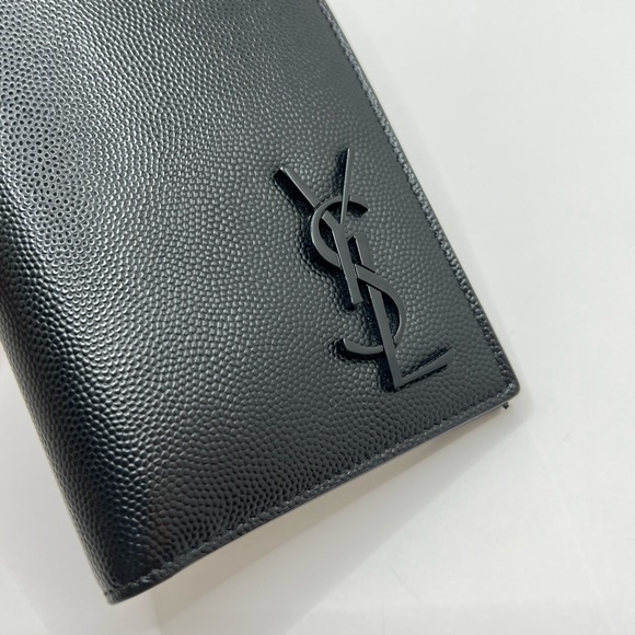 Authentic YSL Saint Laurent Cassandra Leather Long Bifold Wallet Black on Black - Picture 3 of 12
